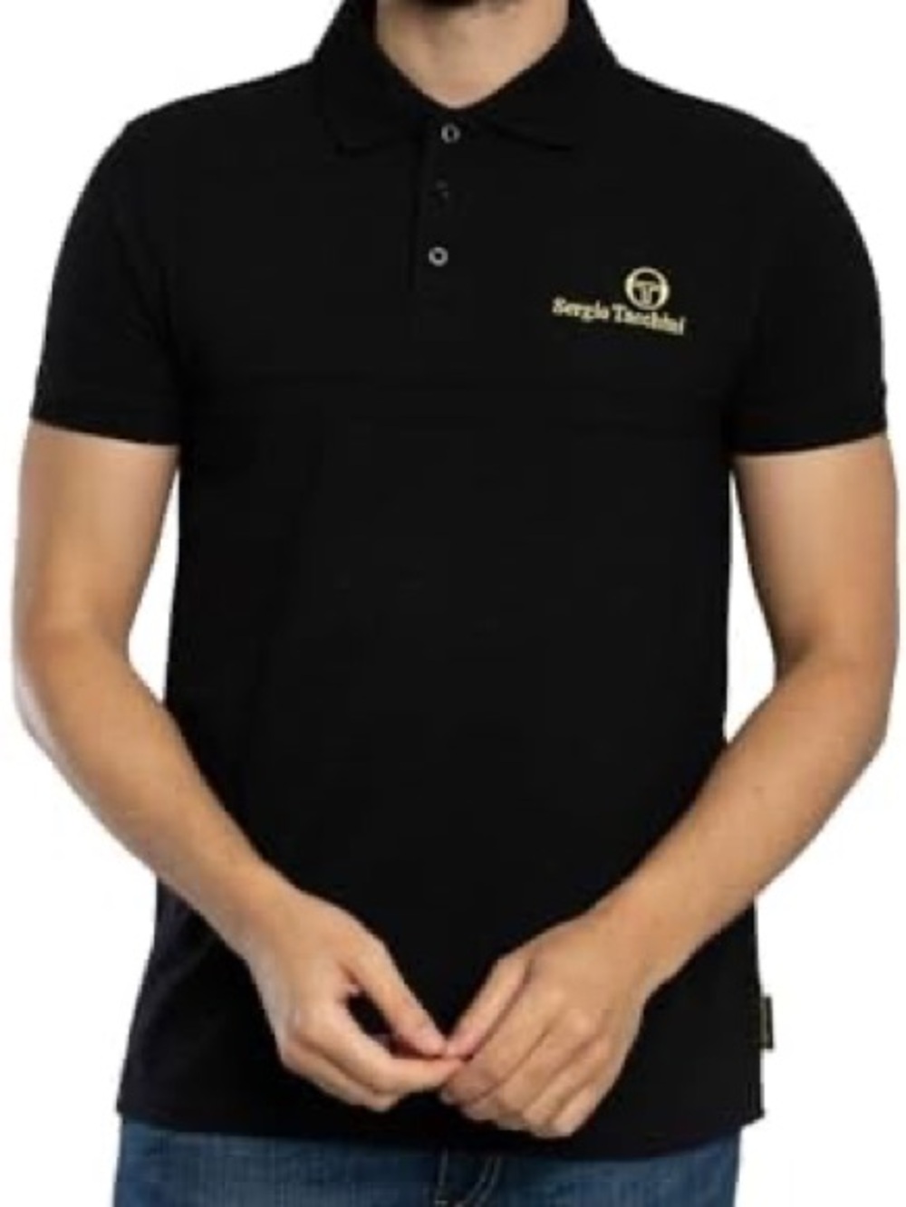 Sergio Tacchini Men's  Polo Shirt, Black/White